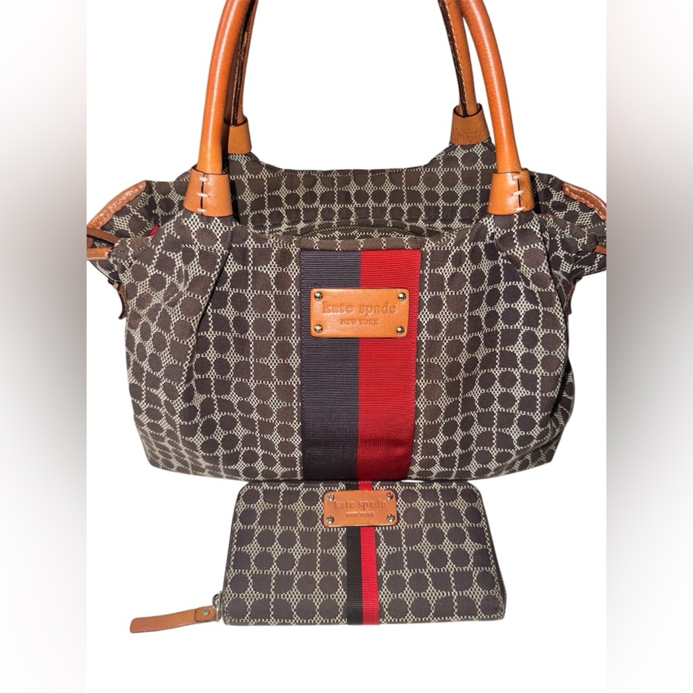 KATE SPADE Classic Noel Stevie Brown Hobo Bag + Wallet + Dustbag